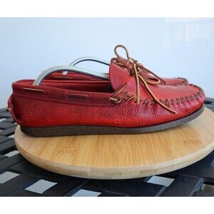 Vintage Polo Ralph Lauren Men's Leather Whipstitched Moccasins Burnt Orange 10D